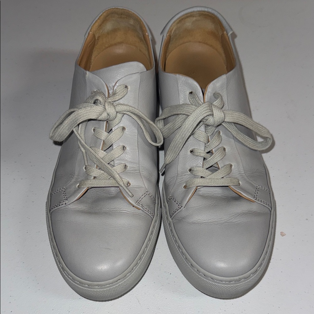 Collegium Pillar Low Light Grey Leather Sneakers Mens 42 Made in Italy